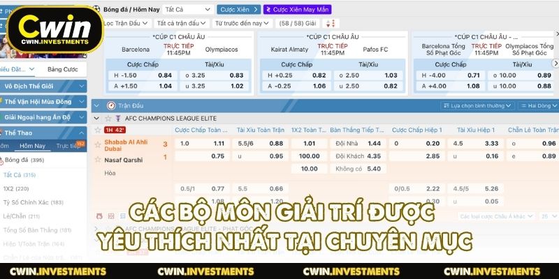 Các bộ môn giải trí được yêu thích nhất tại chuyên mục